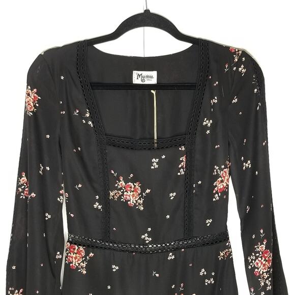 Show Me Your Mumu Helen Floral Dress Black Pink Size Small New With Tag - Picture 5 of 15